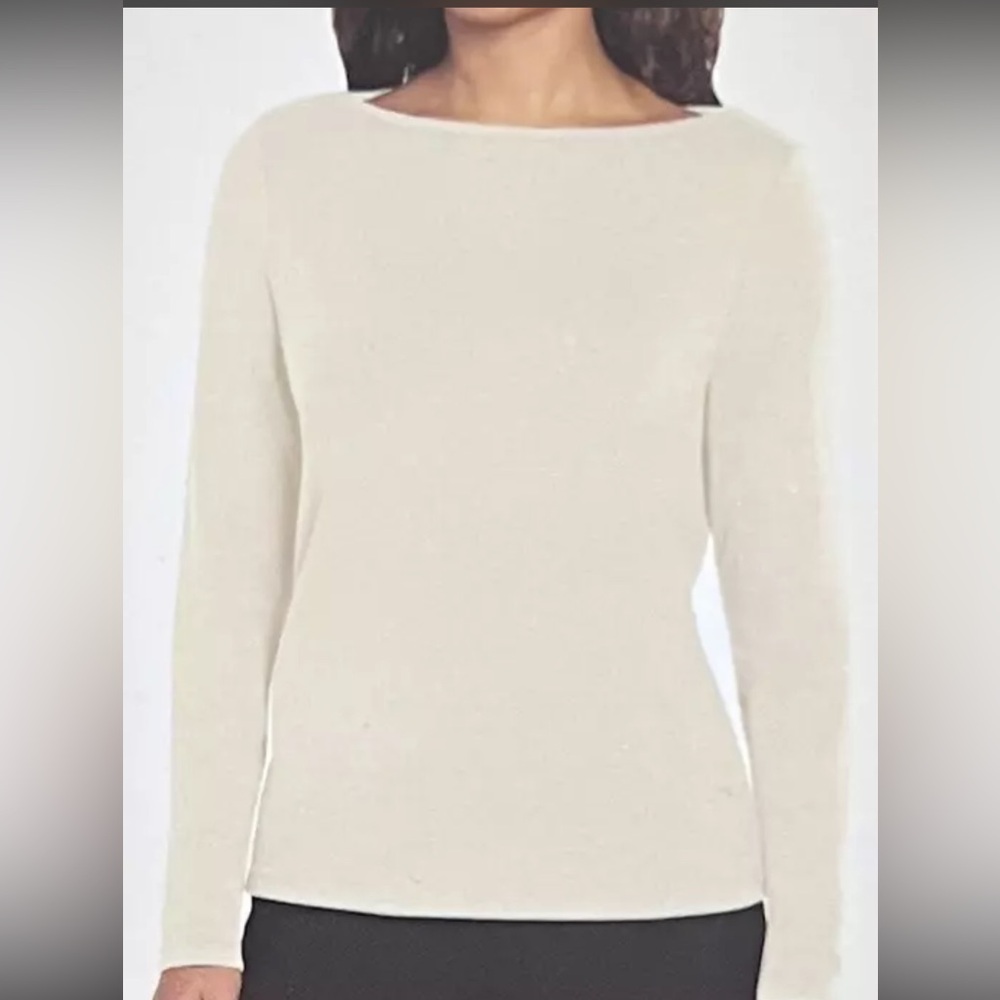 Banana Republic Cream Long Sleeve boat Neck Top XS thj3